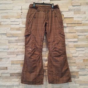 North Face Womens XS Brown Ski Snow Pants Bibs Bib Snowboard Winter Snowsuit TNF